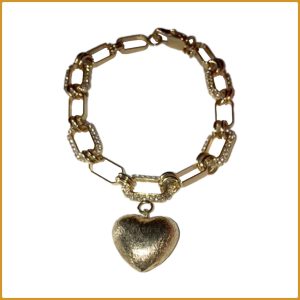 Bracelet en or laminé et coeur en zircone